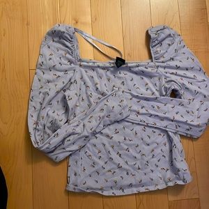 Target/Wild Fable baby blue floral long sleeve top
